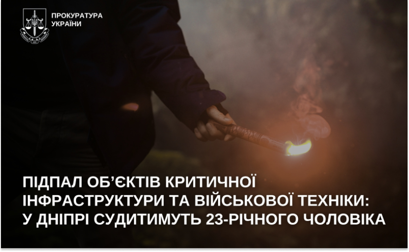 Диверсії проти інфраструктури та військових об’єктів: у Дніпрі судитимуть 23-річного чоловіка