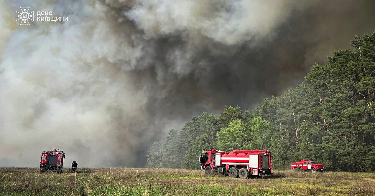 На Київщині гасять велику лісову пожежу площею близько 100 га