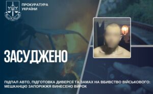 У Запоріжжі чоловіка засудили до 15 років за підпал авто, підготовку диверсії та замах на вбивство військового У Запоріжжі чоловіка засудили до 15 років за підпал авто, підготовку диверсії та замах на вбивство військового