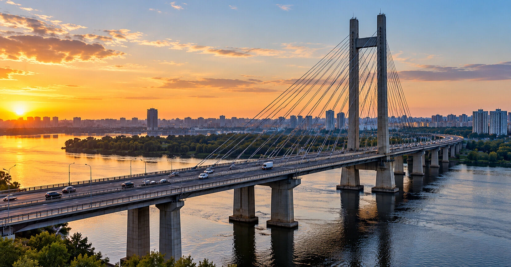 Південний міст у Києві повністю перекритий: місто змінило рух через Дніпро